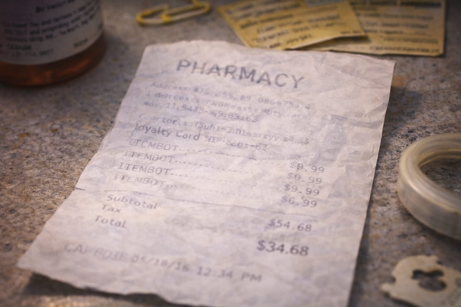 Placeholder image for faded pharmacy receipt