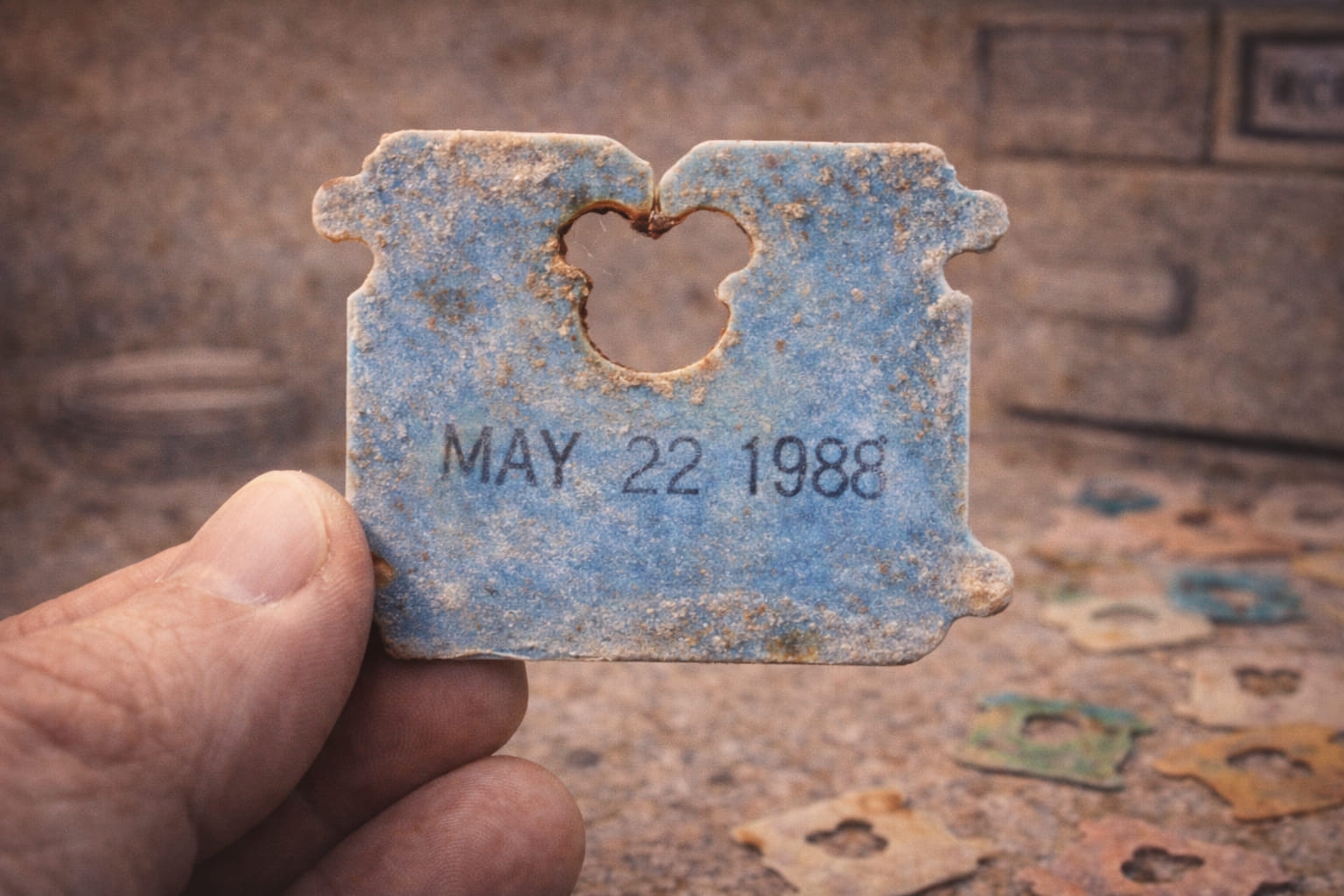 Placeholder image for pale blue bread tag relic